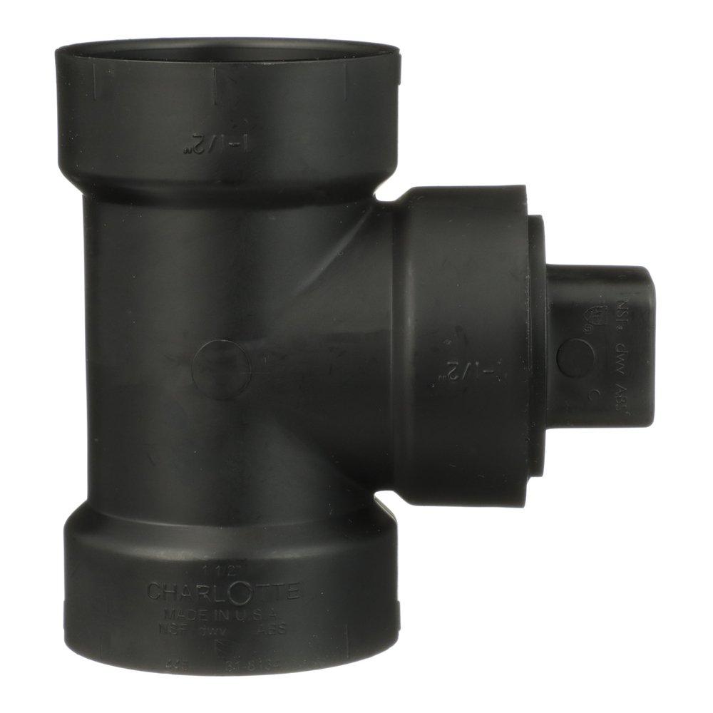 Black ABS DWV Flush Cleanout Tee With Plug 