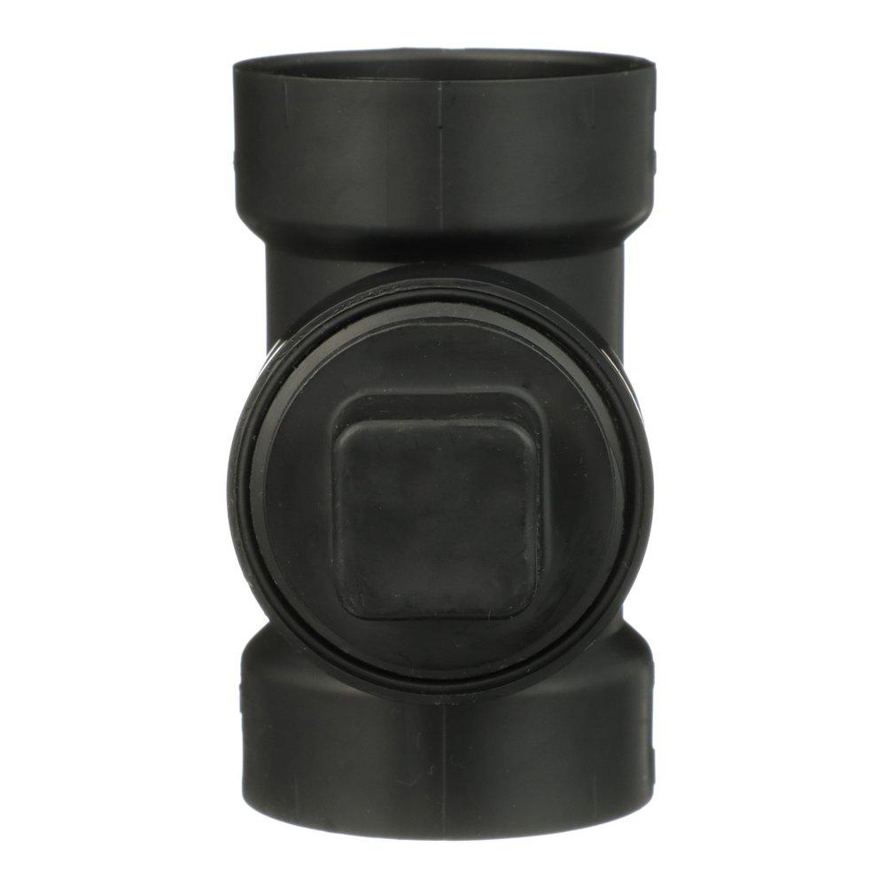 Black ABS DWV Flush Cleanout Tee With Plug 