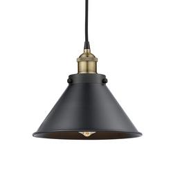 100W 1-Light E26 Medium A19 Pendant in Black Antique Brass with Matte Black Shade