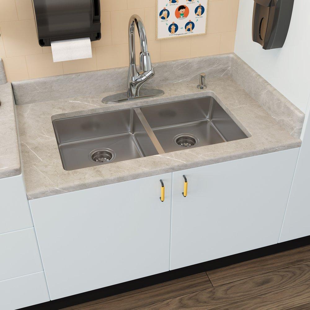 33 x 22 in. Stainless Steel Double Bowl Dual Mount Kitchen Sink 