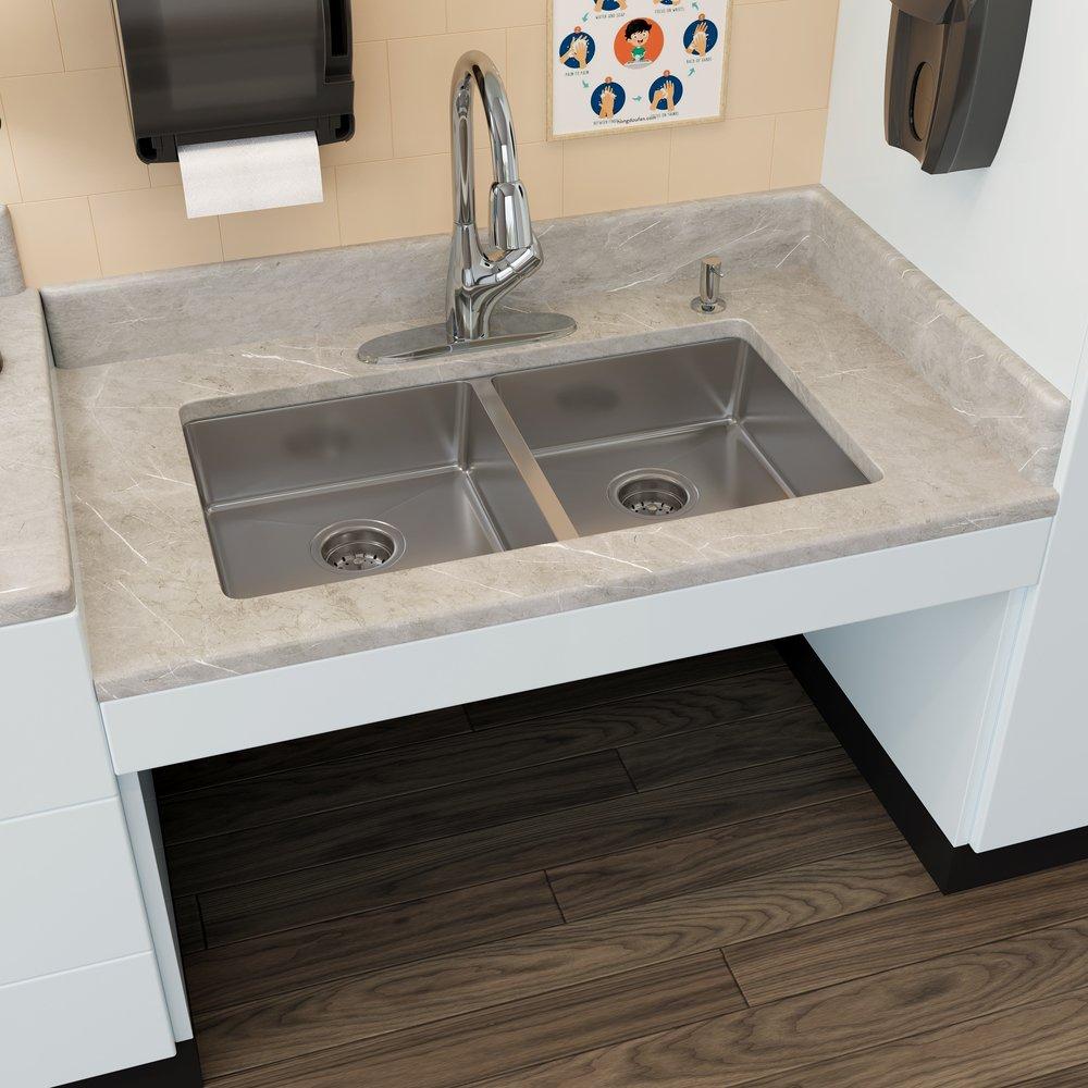 33 x 22 in. Stainless Steel Double Bowl Dual Mount Kitchen Sink 