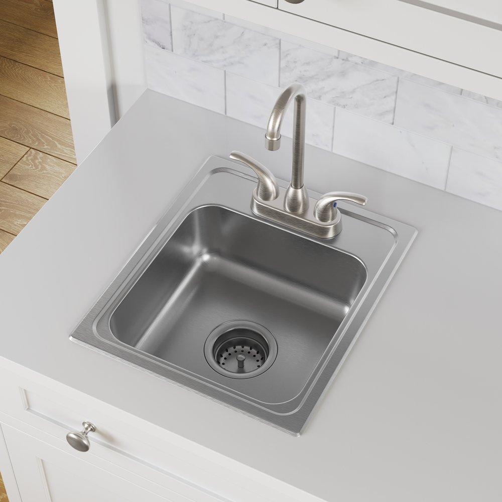 15 x 17 in. Stainless Steel Single Bowl Drop-In Kitchen Sink 