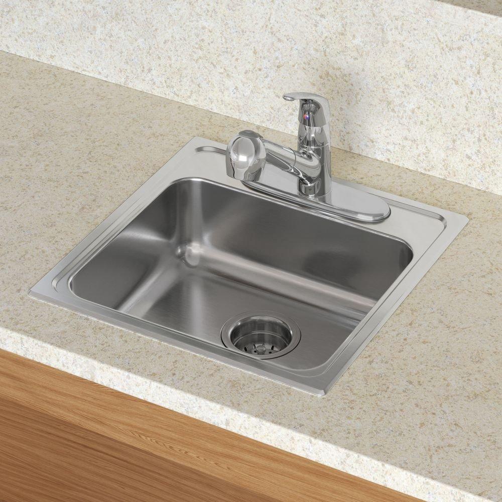 PROFLO&reg; Stainless Steel 19 x 19 in. Stainless Steel Single Bowl Drop-In Kitchen Sink 