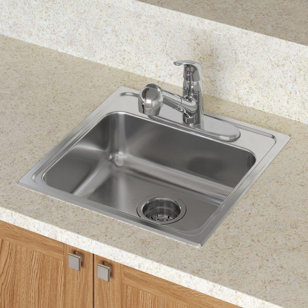 PROFLO&reg; Stainless Steel 19 x 19 in. Stainless Steel Single Bowl Drop-In Kitchen Sink 