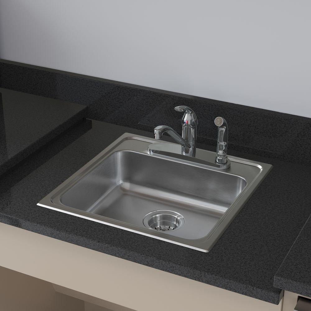 PROFLO&reg; Stainless Steel 19 x 19 in. Stainless Steel Single Bowl Drop-In Kitchen Sink 