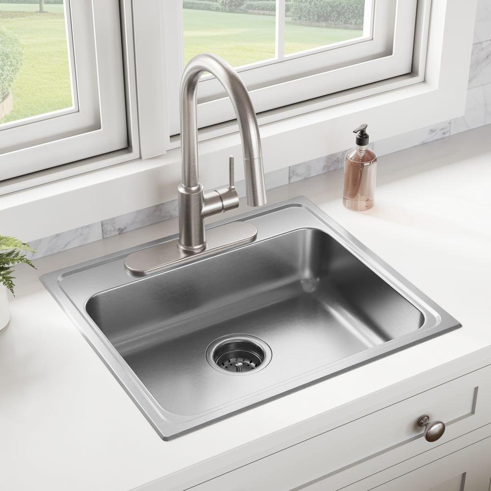 PROFLO&reg; Stainless Steel 22 x 19 in. Stainless Steel Single Bowl Drop-In Kitchen Sink 