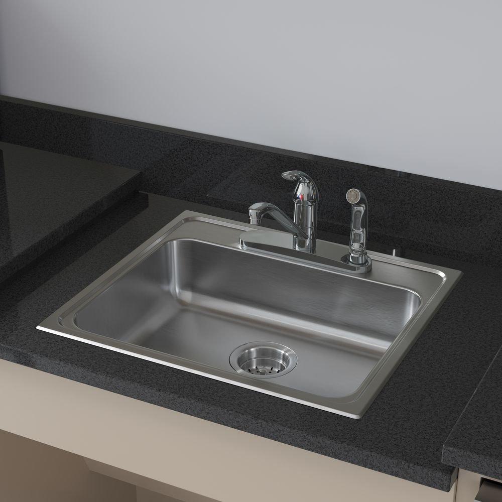 PROFLO&reg; Stainless Steel 22 x 19 in. Stainless Steel Single Bowl Drop-In Kitchen Sink 