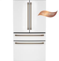 23.2 cu. ft. 4-Door French Door Smart Refrigerator with Dual-Dispense Autofill Pitcher in Matte White / Brushed Bronze