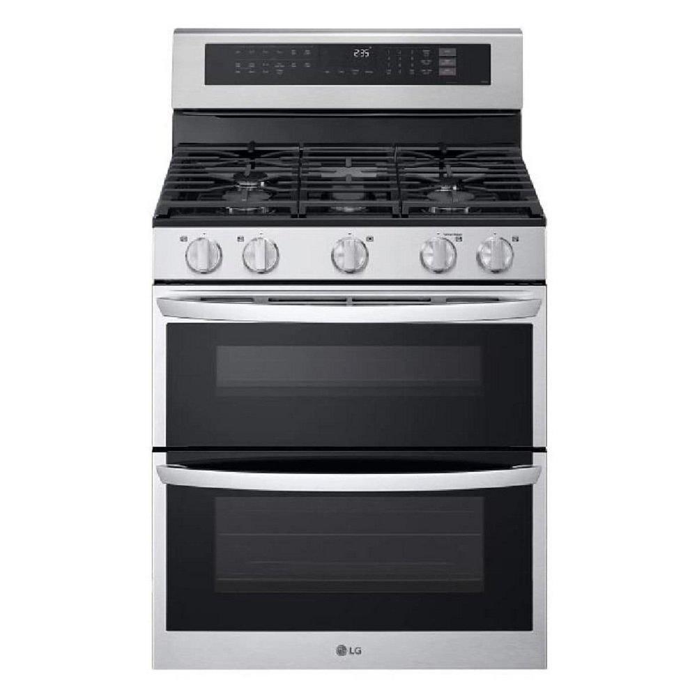 5-Burner Gas Freestanding Range with 6.9 cu. ft. Double Oven in Stainless Steel 
