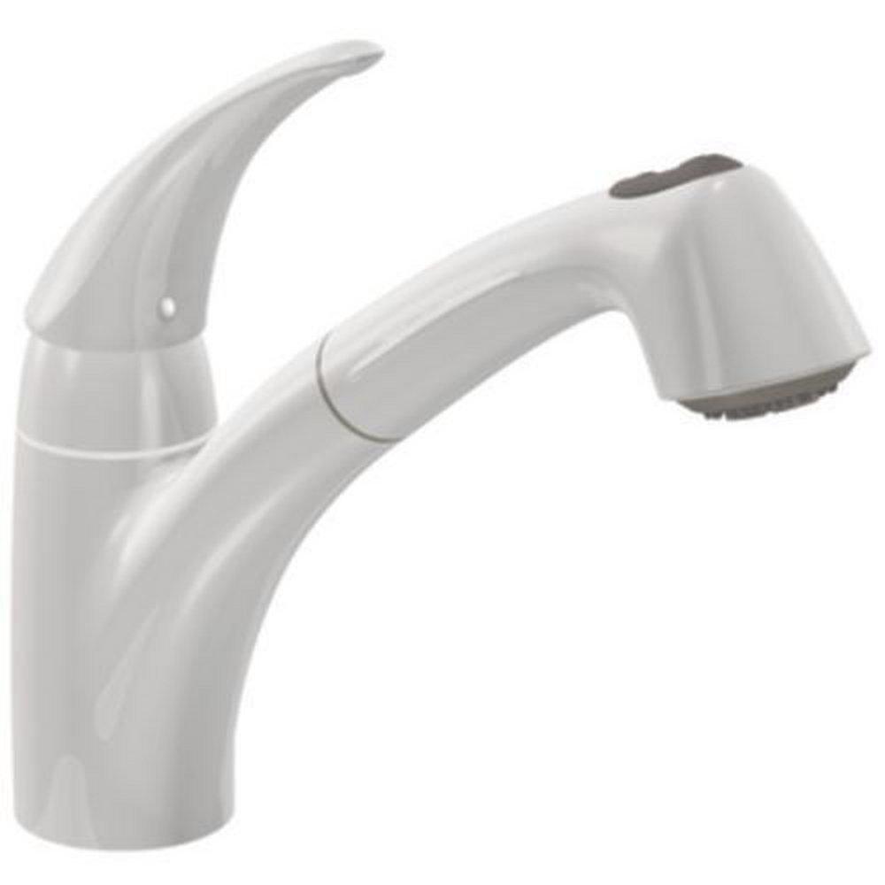 Moen Ivory Single Handle Pull Out Kitchen Faucet 