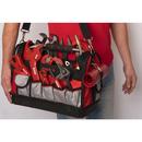 Red and Black Professional 16" Tool Bag with Shoulder Strap and Multiple Pockets 