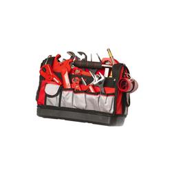 Red and Black Professional 16" Tool Bag with Shoulder Strap and Multiple Pockets