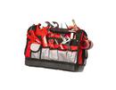 Red and Black Professional 16" Tool Bag with Shoulder Strap and Multiple Pockets 