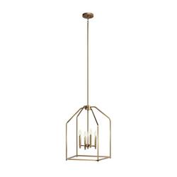 240W 16 in. 4-Light Wide Taper Candle Pendant in Champagne Bronze