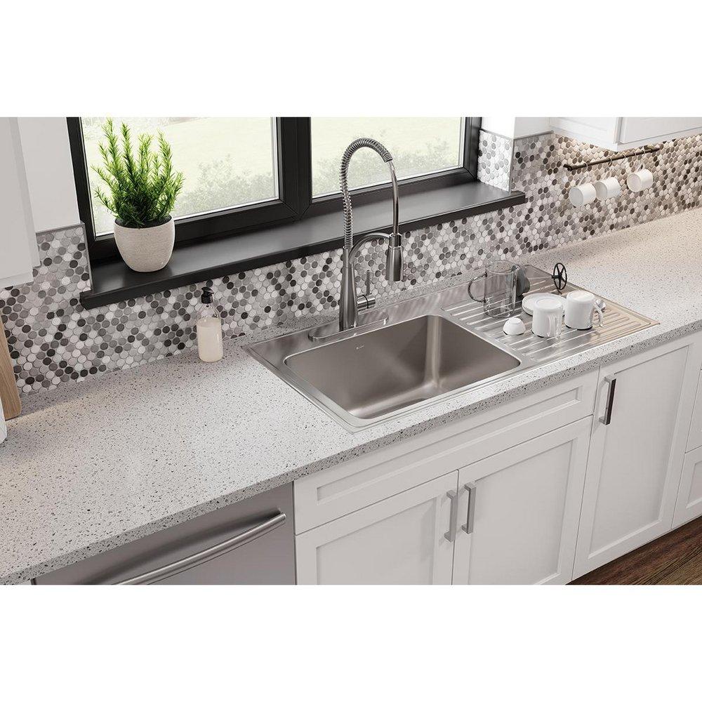 Elkay Lustrous Satin 43 x 22 in. Stainless Steel Single Bowl Drop-in Kitchen Sink in Lustrous Satin 