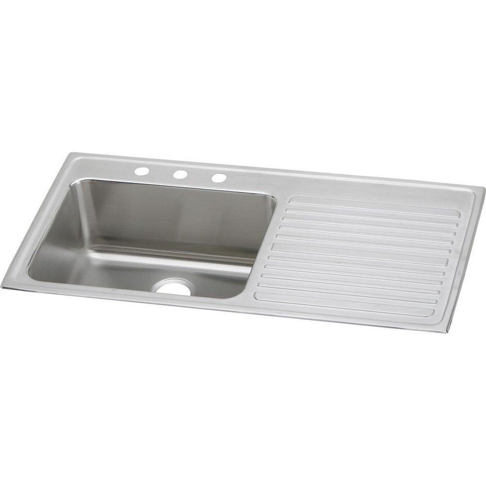 Elkay Lustrous Satin 43 x 22 in. Stainless Steel Single Bowl Drop-in Kitchen Sink in Lustrous Satin 