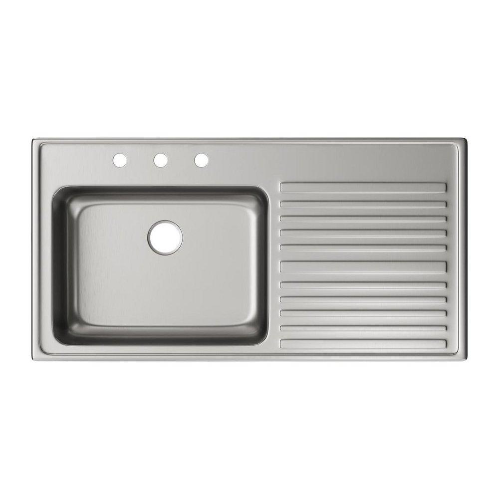 Elkay Lustrous Satin 43 x 22 in. Stainless Steel Single Bowl Drop-in Kitchen Sink in Lustrous Satin 