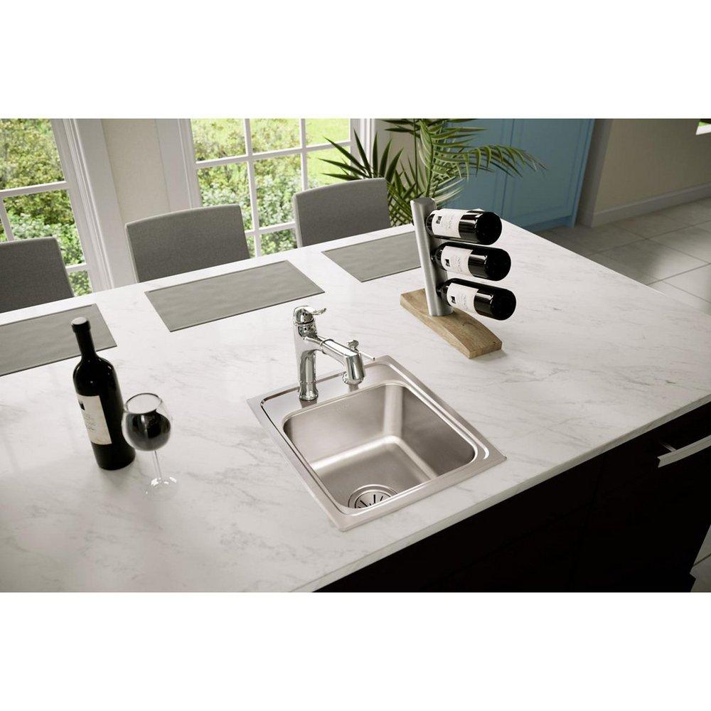 Elkay Lustrous Satin 15 x 17-1/2 in. Drop-in Stainless Steel Bar Sink in Lustertone 