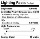 50W R20 Incandescent Bulb Medium E-26 Base Dimmable 