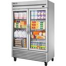 54 INCH WIDE TWO DOOR REACH-IN COMMERCIAL REFRIGERATOR WITH GLASS SWING DOORS STAINLESS STEEL 