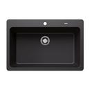 33 in. Dual Mount Silgranit Single Bowl Kitchen Sink in Coal Black