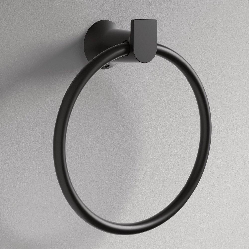 Round Closed Towel Ring in Matte Black 