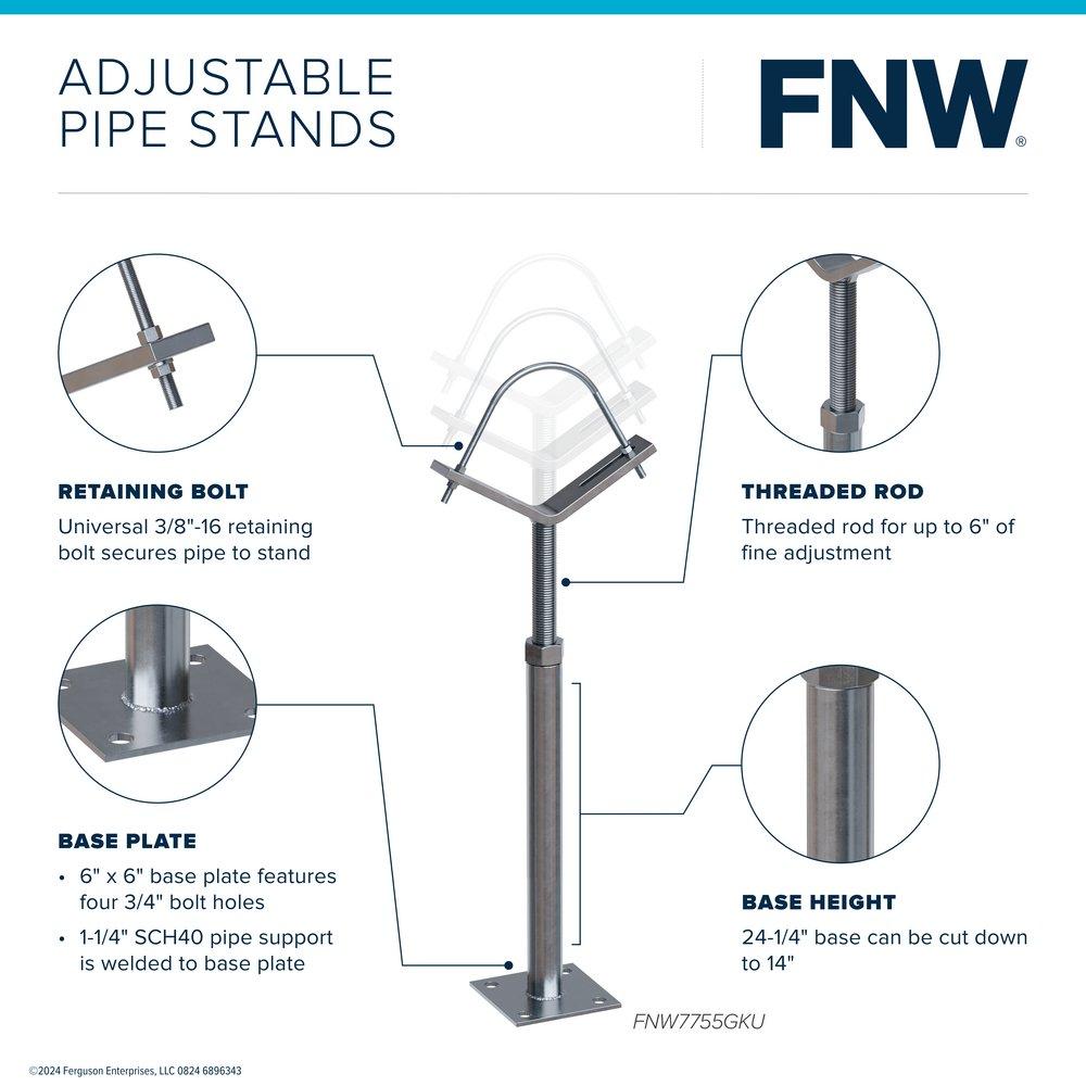 8 - 12 in. Galvanized Adjustable Pipe Stand 