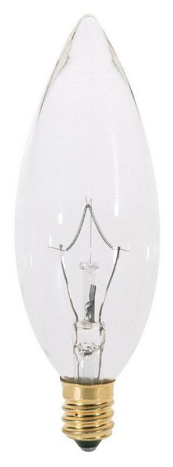 25W 3-3/4 in. B10 Incandescent Light Bulb with a Candelabra E-12 Base Dimmable