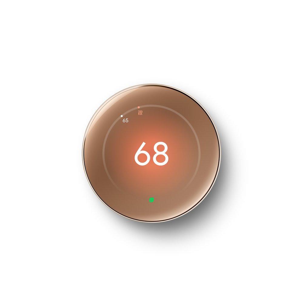 Nest Learning Thermostat (4th gen) + Nest Temperature Sensor - Polished Gold 