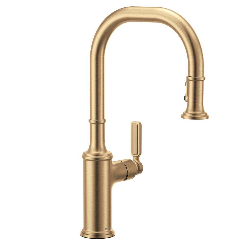 Single Handle Pull Down Kitchen Faucet in Bronzed Gold 