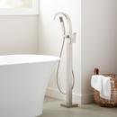 Floor Mount Tub Filler Faucet in Brushed Nickel - Includes Hand Shower and Valve, Less Stops image number 1
