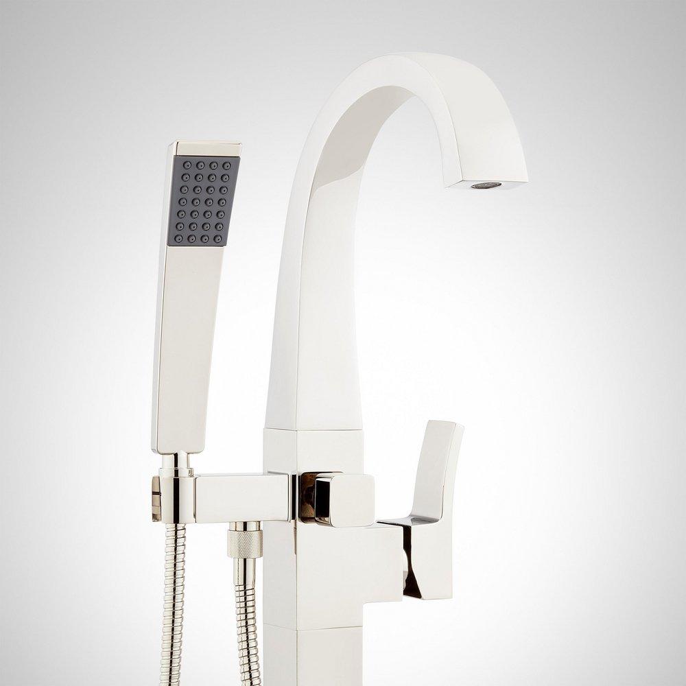 Floor Mount Tub Filler Faucet in Polished Nickel - Includes Hand Shower and Valve, Less Stops image number 2
