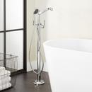 Floor Mount Tub Filler Faucet in Chrome - Includes Hand Shower and Valve with Stops
