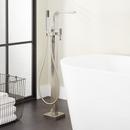Floor Mount Tub Filler Faucet in Brushed Nickel - Includes Hand Shower and Valve, Less Stops image number 2
