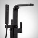 Floor Mount Tub Filler Faucet in Matte Black - Includes Hand Shower and Valve, Less Stops image number 1