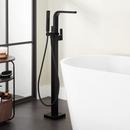 Floor Mount Tub Filler Faucet in Matte Black - Includes Hand Shower and Valve, Less Stops image number 2