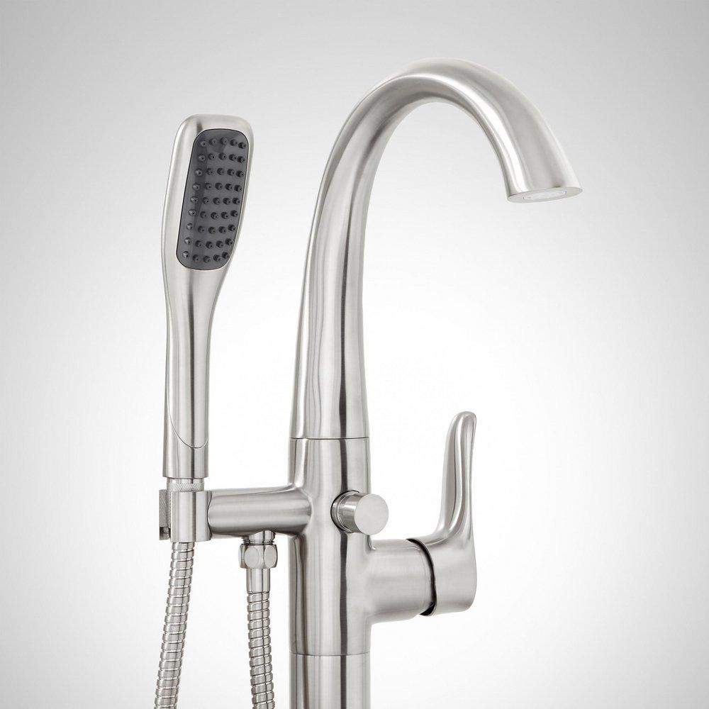 Floor Mount Tub Filler Faucet in Chrome - Includes Hand Shower and Valve, Less Stops image number 2