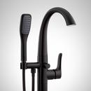 Signature Hardware Matte Black Floor Mount Tub Filler Faucet - Includes Hand Shower and Valve, Less Stops 