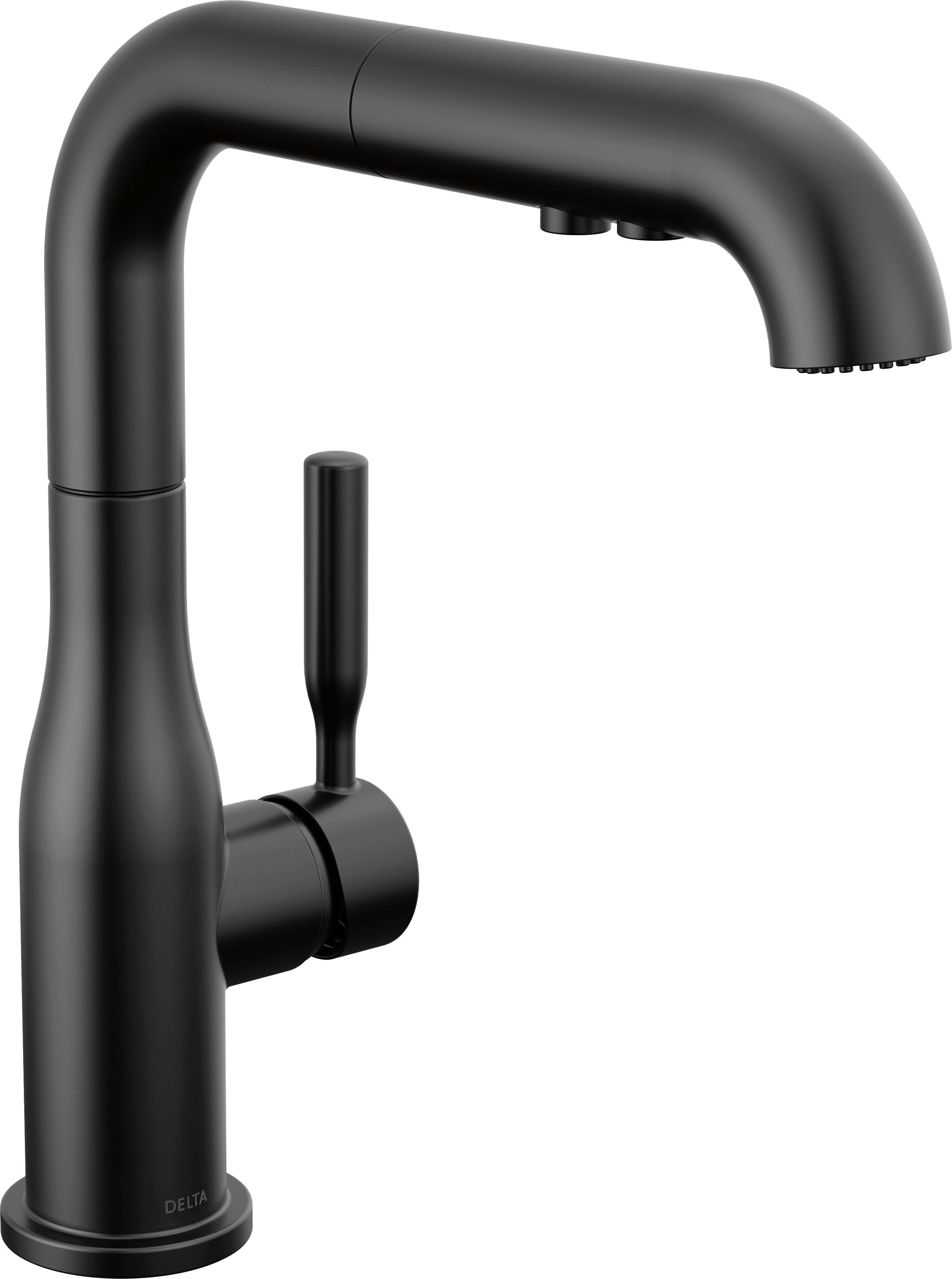 Single Handle Pull Out Kitchen Faucet in Matte Black 