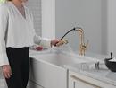 Single Handle Pull Out Kitchen Faucet in Champagne Bronze 