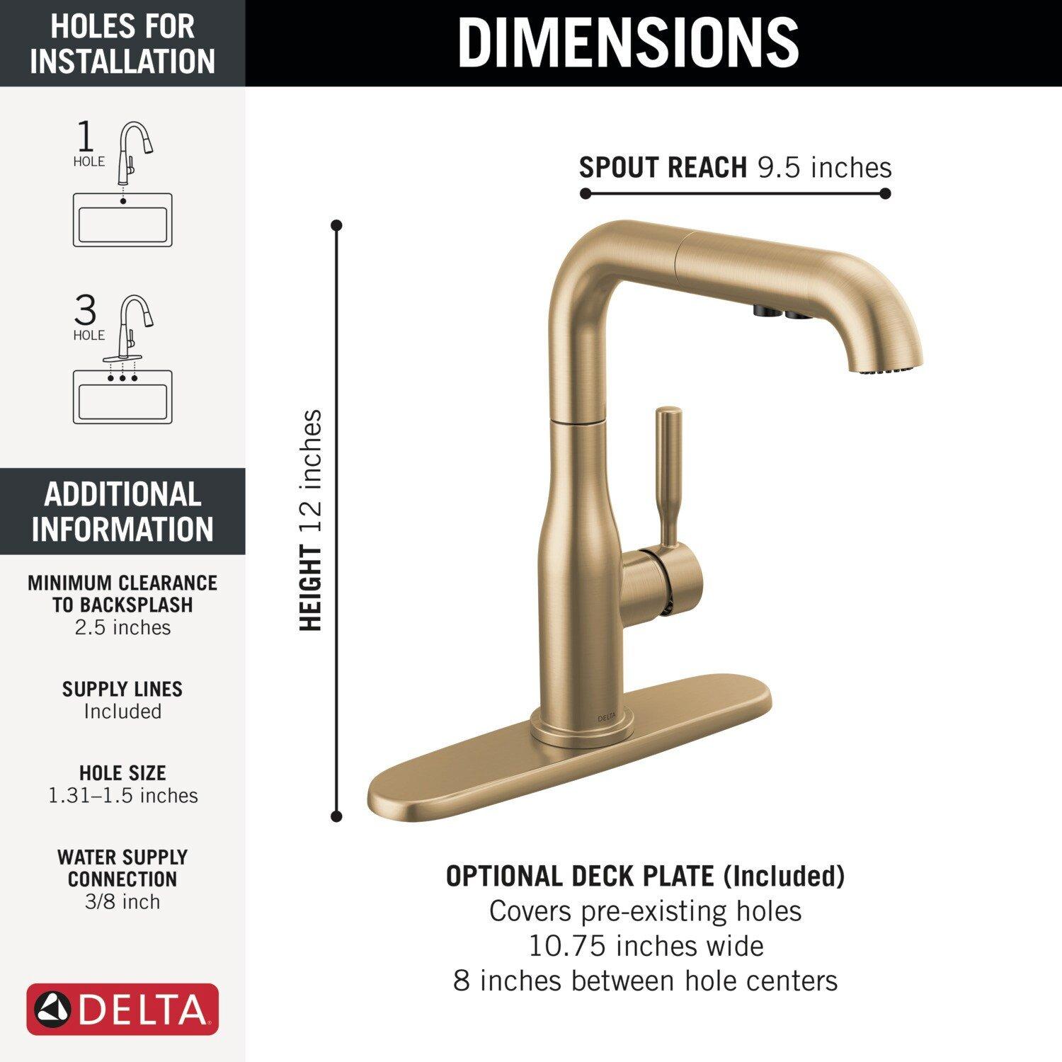 Single Handle Pull Out Kitchen Faucet in Champagne Bronze 