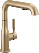 Single Handle Pull Out Kitchen Faucet in Champagne Bronze 