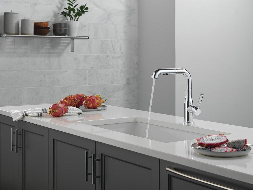 Single Handle Pull Out Kitchen Faucet in Chrome 