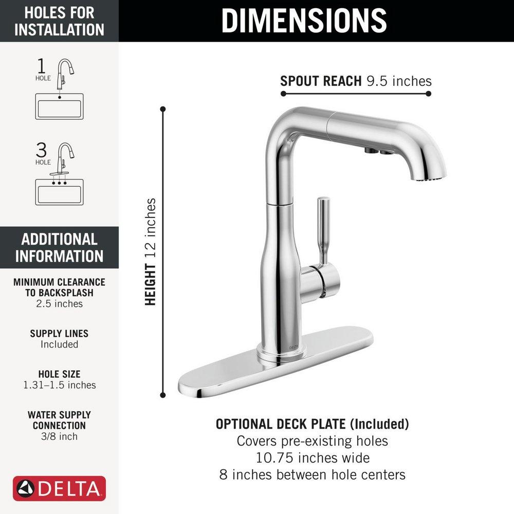 Single Handle Pull Out Kitchen Faucet in Chrome 