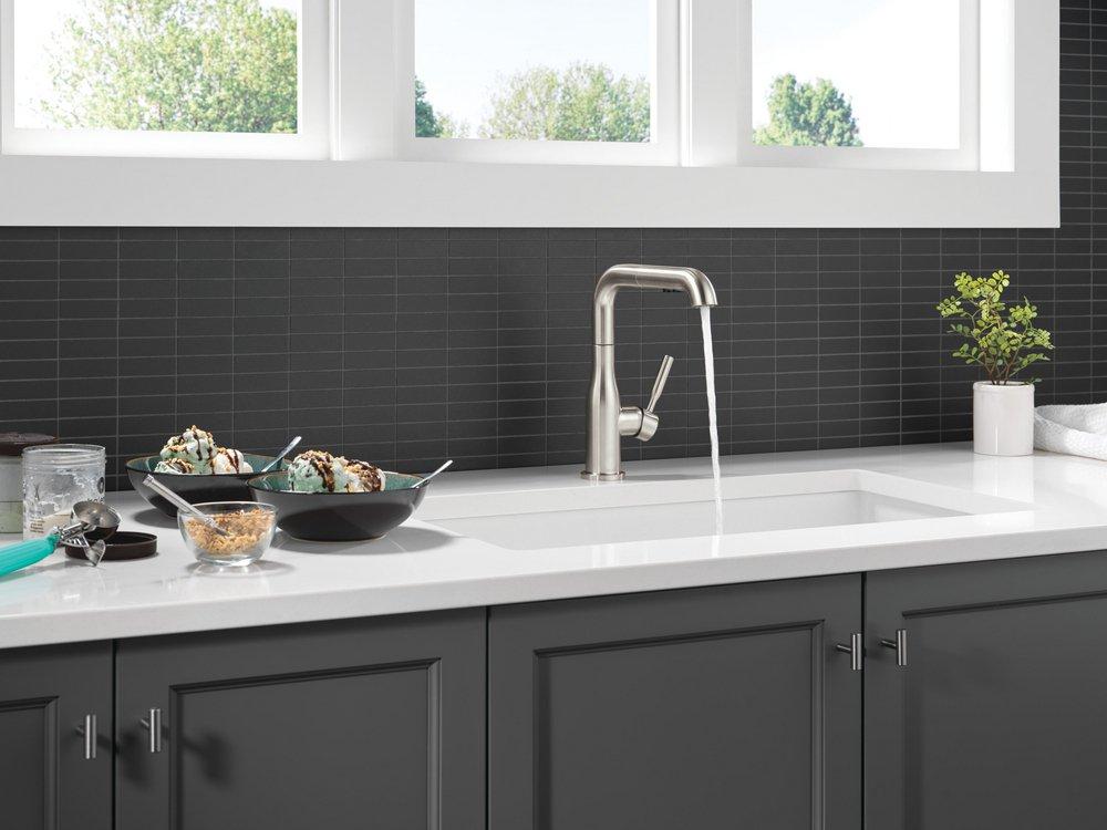 Single Handle Pull Out Kitchen Faucet in Stainless 