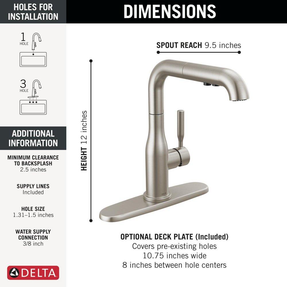 Single Handle Pull Out Kitchen Faucet in Stainless 