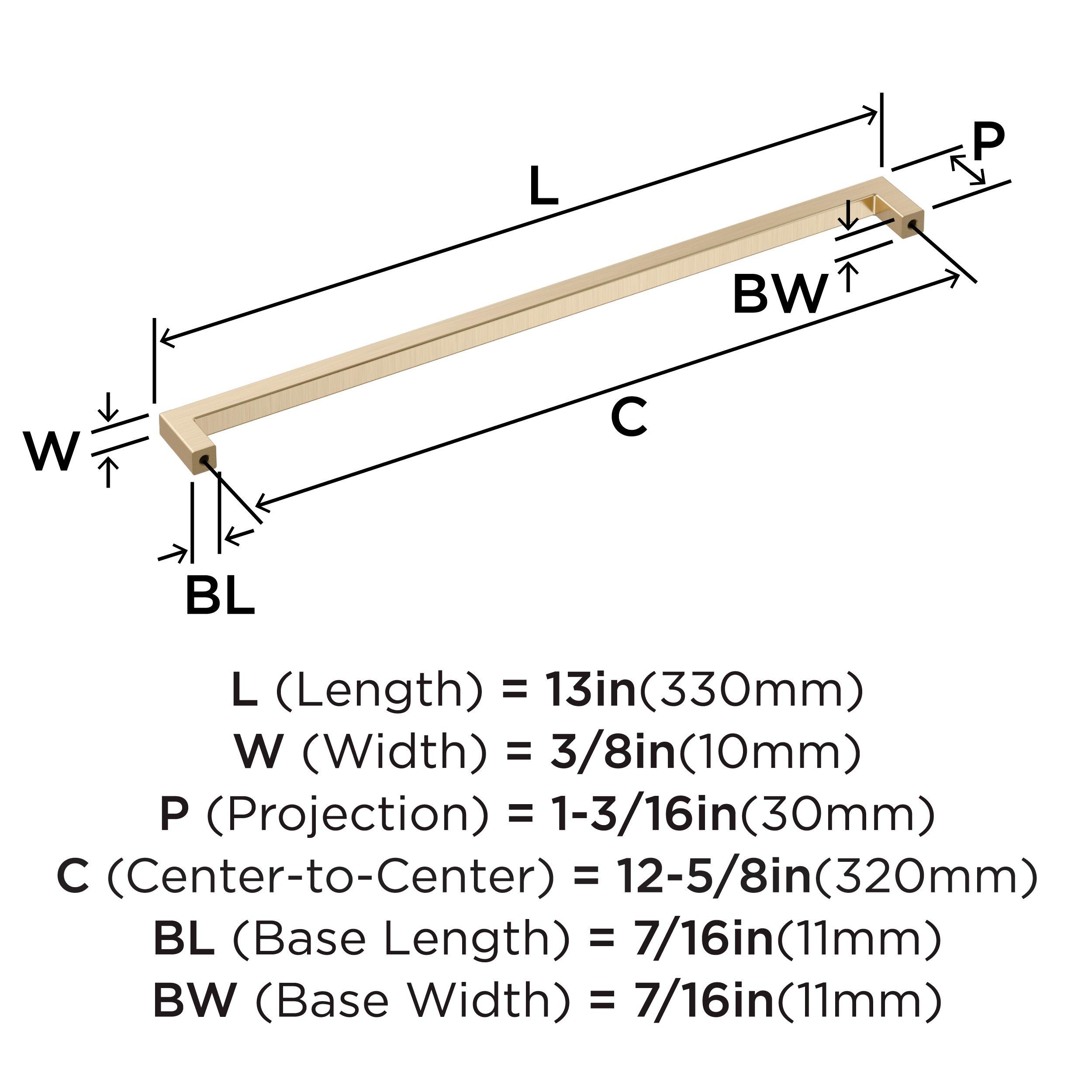 MONUMENT 12-5/8 INCH 320MM CENTER-TO-CENTER GOLDEN CHAMPAGNE CABINET PULL 