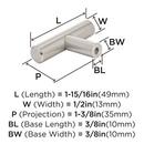 BAR PULLS 1-15/16 (49MM) SATIN NICKEL CABINET KNOB 