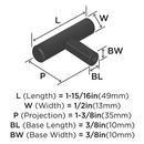 BAR PULLS 1-15/16 (49MM) MATTE BLACK CABINET KNOB 