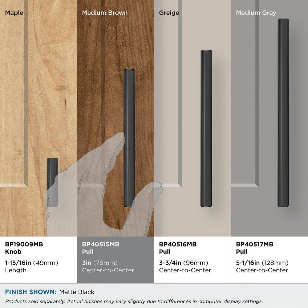 BAR PULLS 3 (76MM) CENTER-TO-CENTER MATTE BLACK CABINET PULL 